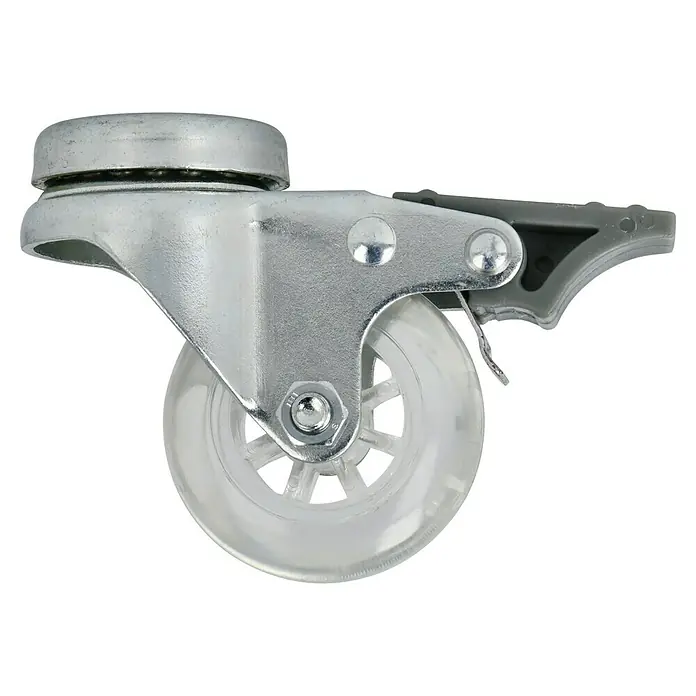 Dörner & Helmer Design-Lenkrolle - Durchmesser Rollen: 50 mm, Traglast: 40 kg, Gleitlager, Mit Rückenloch und Feststeller - Rechte Seitenansicht