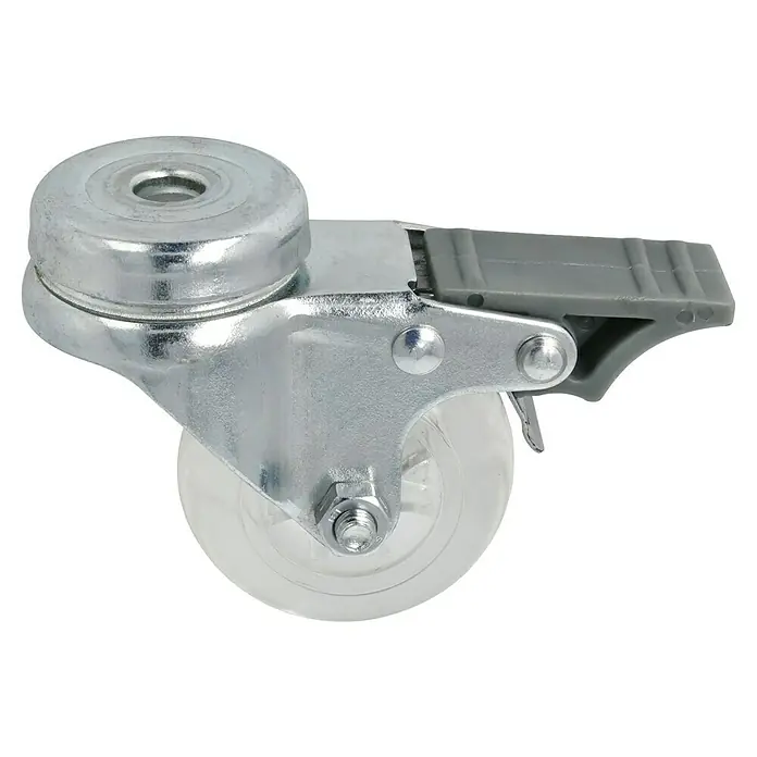 Dörner & Helmer Design-Lenkrolle - Durchmesser Rollen: 50 mm, Traglast: 40 kg, Gleitlager, Mit Rückenloch und Feststeller - Diagonale Ansicht