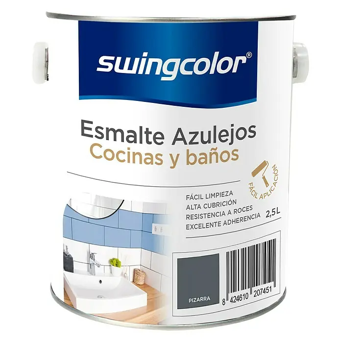 swingcolor Esmalte para azulejos Cocinas y baños - Pizarra, 2,5 l, Brillante - Vista frontal