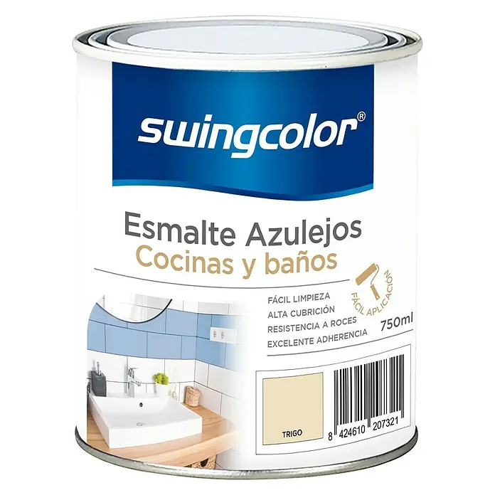 swingcolor Esmalte para azulejos Cocinas y baños - Trigo, 750 ml, Brillante - Vista frontal