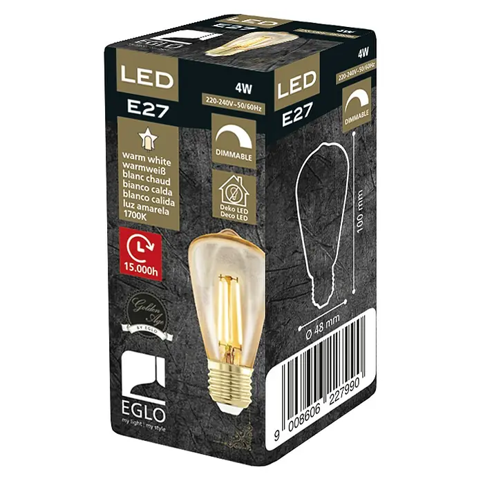 Eglo Bombilla LED Golden Age - E27, 4 W, 320 lm, Pistón - Vista angular