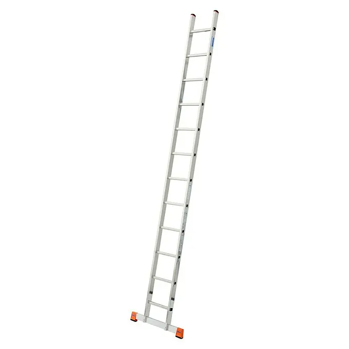 Krause Monto Sprossen-Anlegeleiter Sibilo - 12 Sprossen, Arbeitshöhe: 4,4 m, Aluminium - Diagonale Ansicht