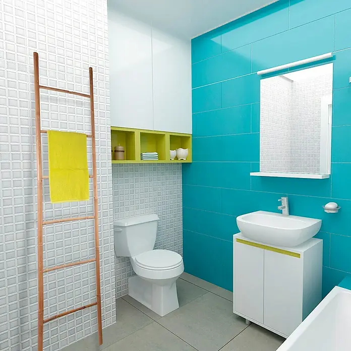 MSV Toallero para baño escalera de 6 niveles - Ancho: 50 cm, Natural - Foto ambiente
