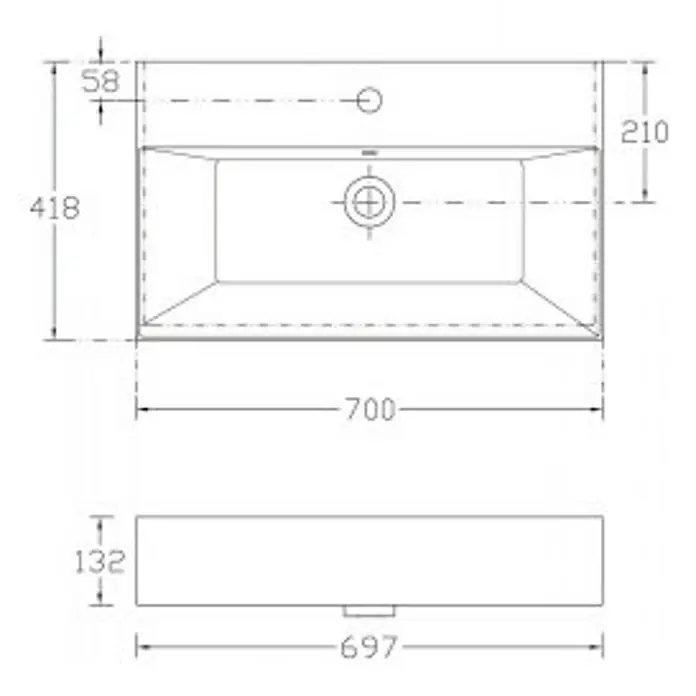 Lavabo pequeño Bruselas - An x L: 70 x 42 cm, Medio, Con desbordamiento, Blanco