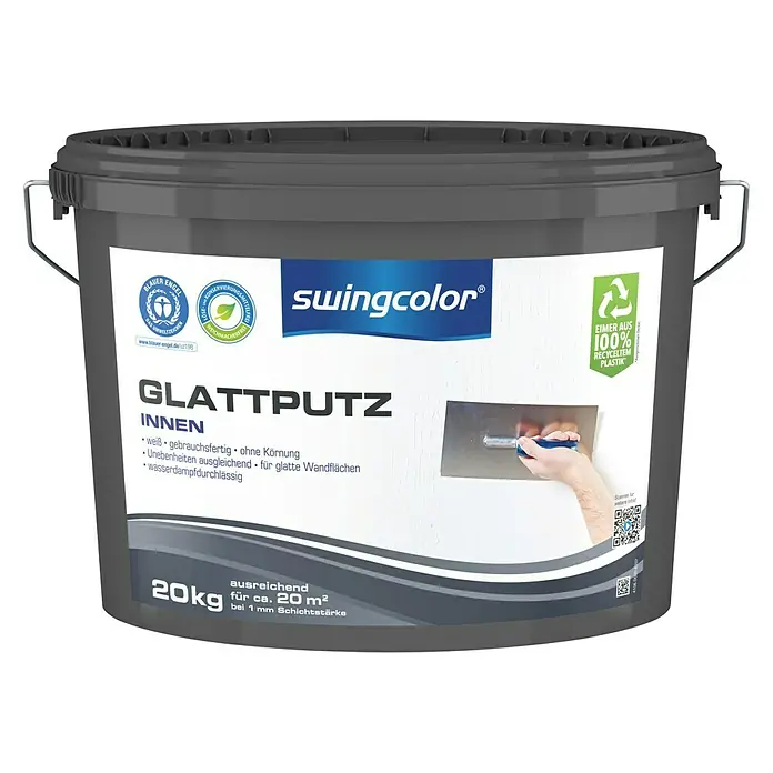 swingcolor Glattputz - Weiß, 20 kg, Konservierungsmittelfrei - Vorderansicht