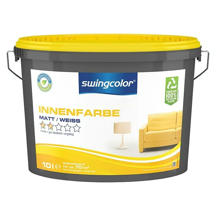swingcolor Wandfarbe Innenfarbe - Weiß, 10 l, Matt - Vorderansicht