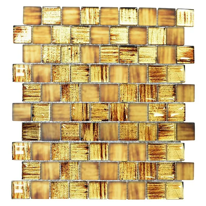 Mosaikfliese Quadrat Crystal Struktur XCM CF85 - 28,6 x 31,8 cm, Braun, Glänzend - Ansicht von oben
