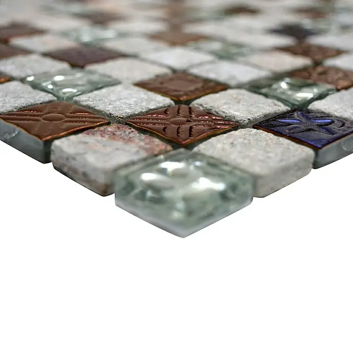 Mosaikfliese Quadrat Crystal Mix XCM CR37 - 29,8 x 29,8 cm, Grau, Matt - Detailaufnahme