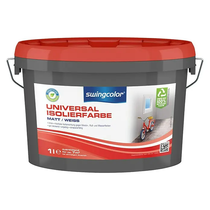 swingcolor Isolierfarbe Universal - Weiß, 1 l, Matt - Vorderansicht