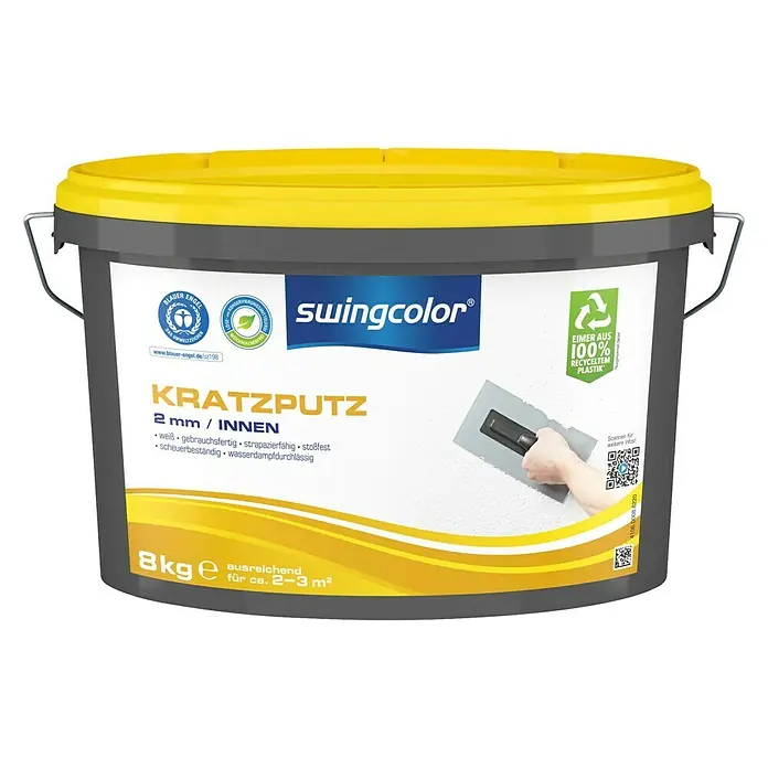swingcolor Kratzputz - Weiß, 8 kg, Konservierungsmittelfrei - Vorderansicht