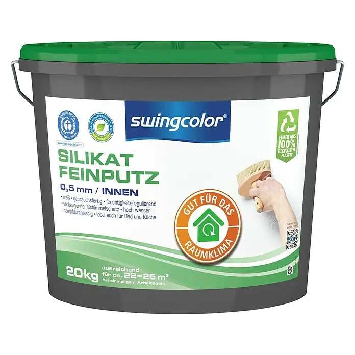 swingcolor Silikat-Feinputz - Weiß, 20 kg, Korngröße: 0,5 mm - Vorderansicht