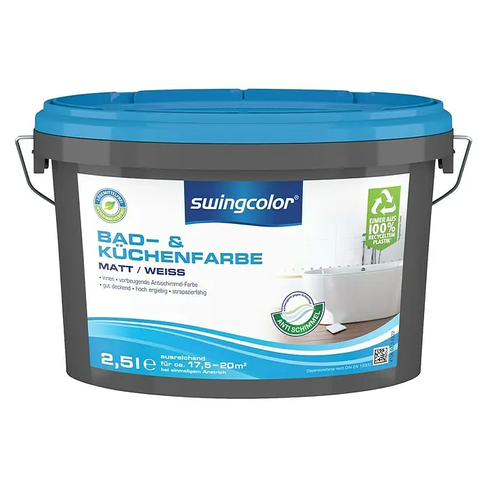 swingcolor Bad- & Küchenfarbe - Weiß, 2,5 l, Matt - Vorderansicht
