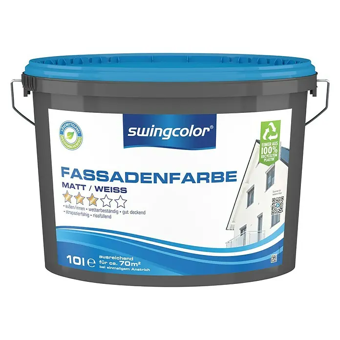 swingcolor Fassadenfarbe - Weiß, 10 l, Matt - Vorderansicht