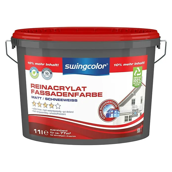 swingcolor Reinacrylat-Fassadenfarbe - Schneeweiß, 11 l, Matt - Vorderansicht