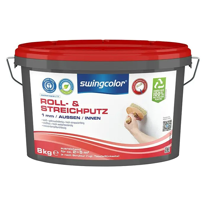 swingcolor Roll- & Streichputz - Weiß, 8 kg, Konservierungsmittelfrei - Vorderansicht
