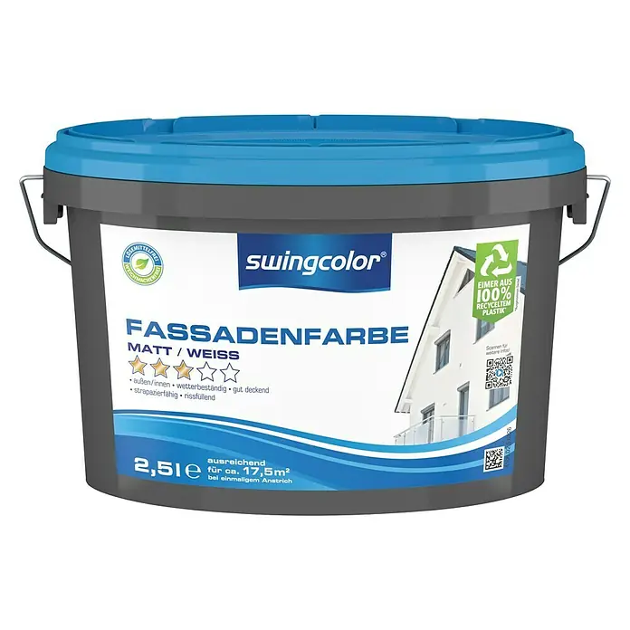 swingcolor Fassadenfarbe - Weiß, 2,5 l, Matt - Vorderansicht