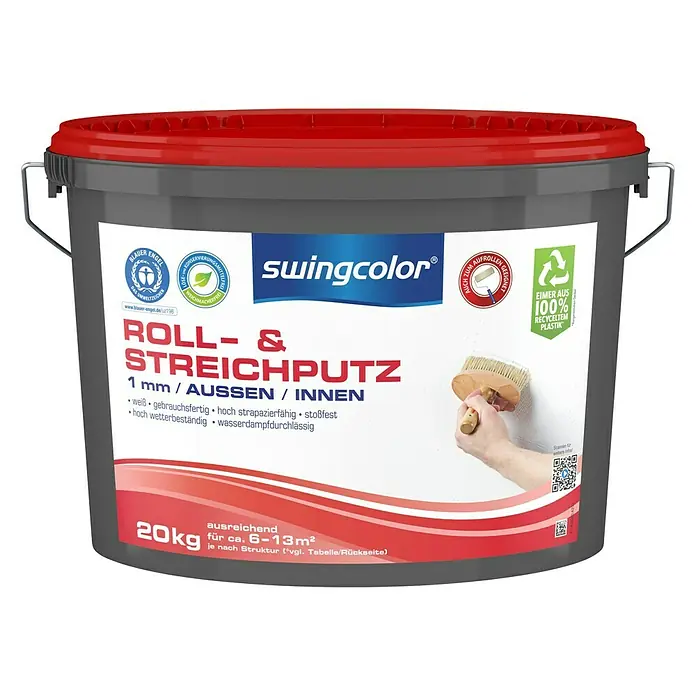 swingcolor Roll- & Streichputz - Weiß, 20 kg, Konservierungsmittelfrei - Vorderansicht