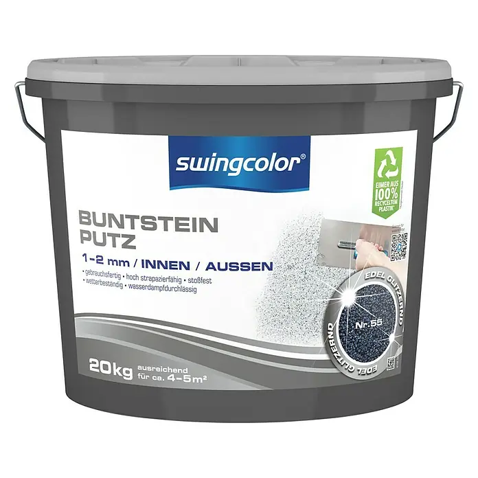 swingcolor Buntsteinputz - Farbton: Nr. 55, 20 kg, Korngröße: 1 - 2 mm - Vorderansicht