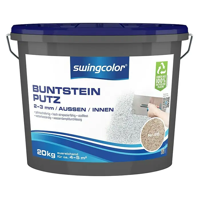 swingcolor Buntsteinputz - Farbton: Nr. 50, 20 kg, Korngröße: 2 - 3 mm - Vorderansicht