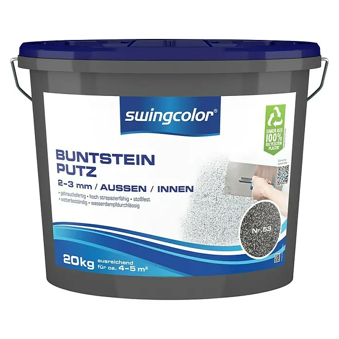 swingcolor Buntsteinputz - Farbton: Nr. 53, 20 kg, Korngröße: 2 - 3 mm - Vorderansicht
