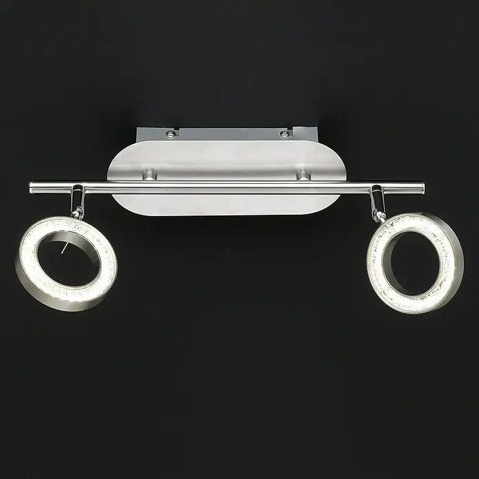 WOFI LED-Wand- & Deckenleuchte Naomi - 10 W, L x B x H: 9 x 34 x 11 cm, Nickel-matt, Warmweiß, 2 Stk. - Stimmungsaufnahme