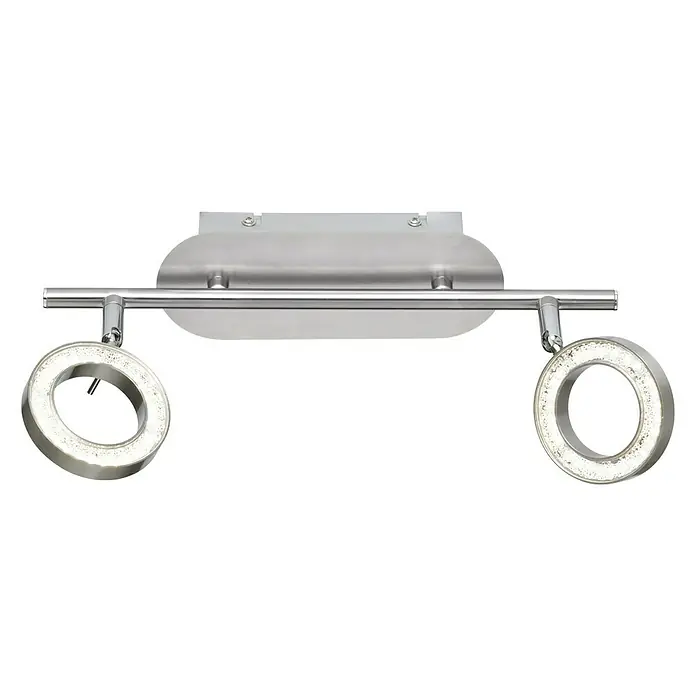 WOFI LED-Wand- & Deckenleuchte Naomi - 10 W, L x B x H: 9 x 34 x 11 cm, Nickel-matt, Warmweiß, 2 Stk. - Vorderansicht