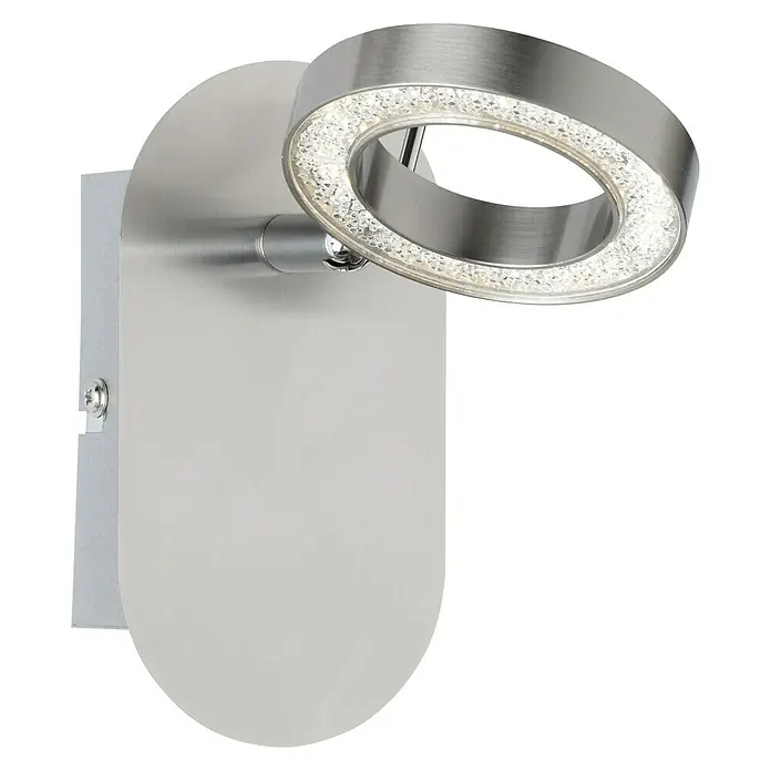 WOFI LED-Wand- & Deckenleuchte Naomi - 5 W, L x B x H: 9 x 15 x 16 cm, Nickel-matt, Warmweiß, 1 Stk. - Diagonale Ansicht