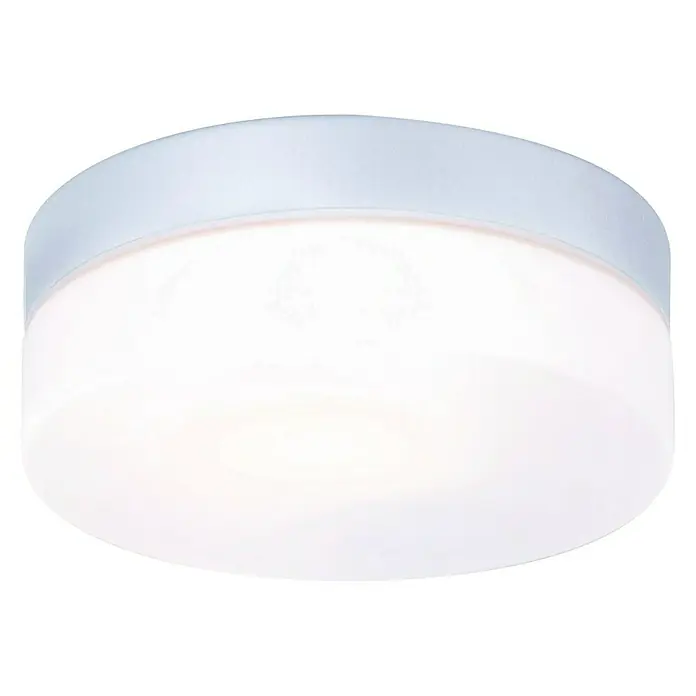 Globo Plafón para pared y techo exterior Vranos 18,5 - 60 W, L x An x Al: 18,5 x 18,5 x 6,5 cm, Plateado, Opal, IP44