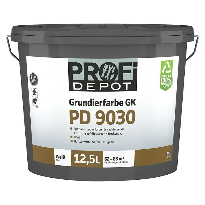 Profi Depot PD Grundierfarbe GK PD 9030 - Weiß, 12,5 l - Vorderansicht