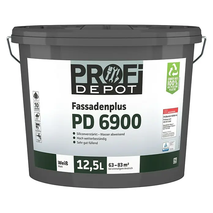 Profi Depot PD Fassadenfarbe Fassadenplus PD 6900 - Weiß, 12,5 l - Vorderansicht