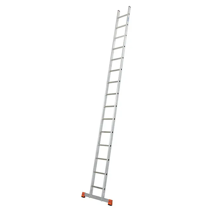 Krause Monto Sprossen-Anlegeleiter Sibilo - 15 Sprossen, Arbeitshöhe: 5,5 m, Aluminium - Diagonale Ansicht