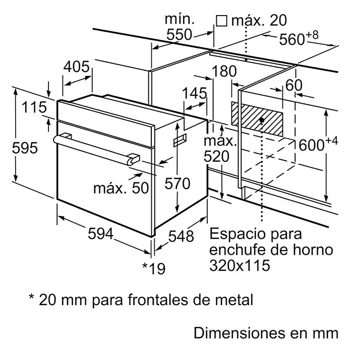 Balay Horno empotrado 3HB2010X0 - Número de tipos de calentamiento: 5 ud., Volumen horno: 66 l