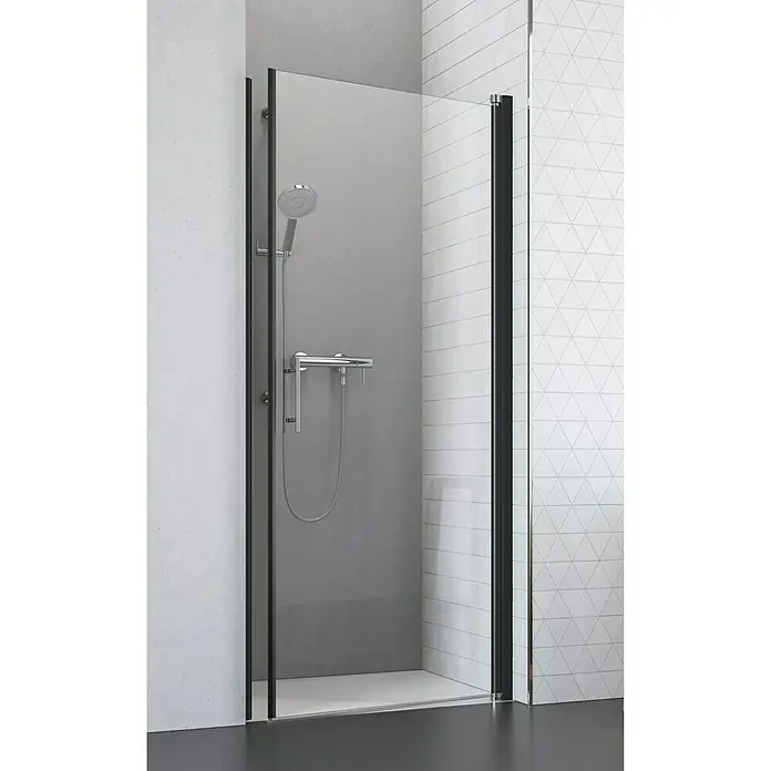 Camargue Vario Nischendusche B4+B9 - 100 x 195 cm, Stärke: 6 mm, Schwarz - Vorderansicht
