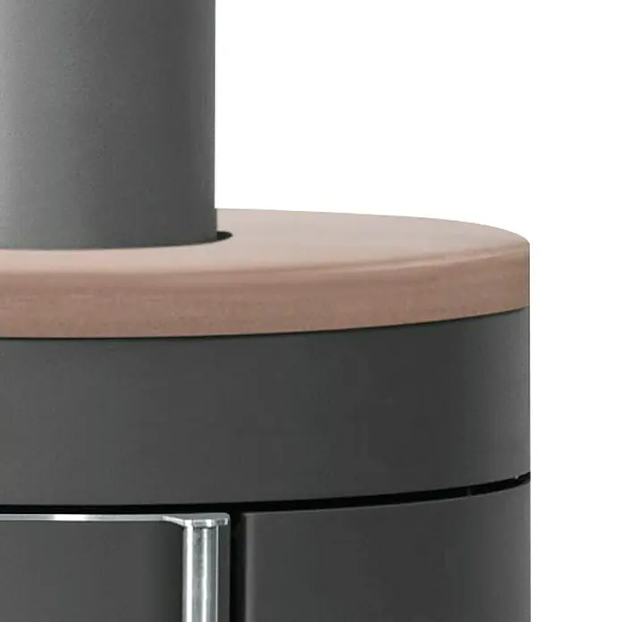Justus Kaminofen Mino Trios 2.0 - 5 kW, Raumheizvermögen: 88 m³, Material Abdeckung: Keramik, Schwarz/Braun - Detailaufnahme