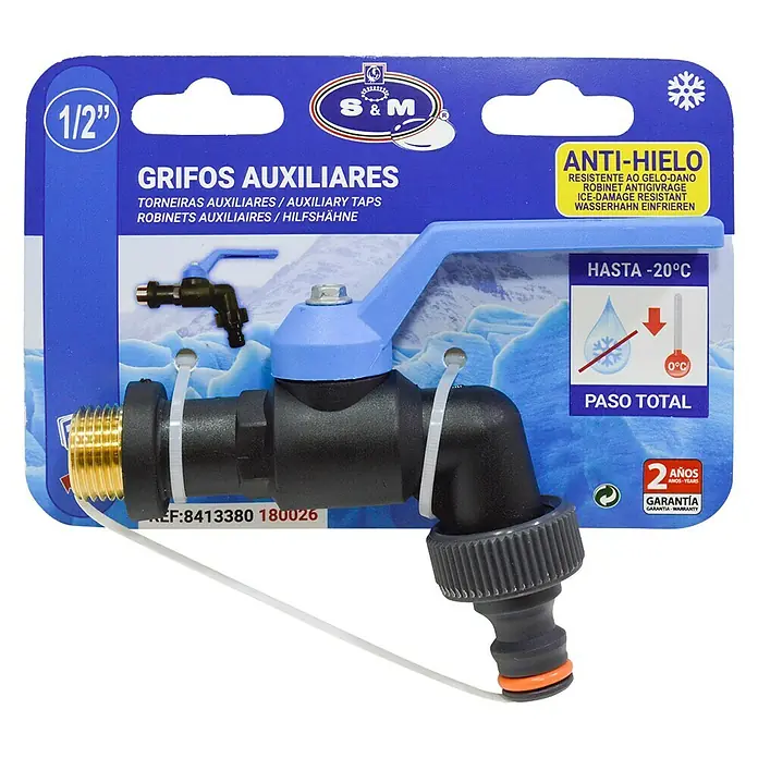 Grifo de esfera Anti-hielo - Negro, Conector rápido, Rosca interior: ½″ - Vista frontal