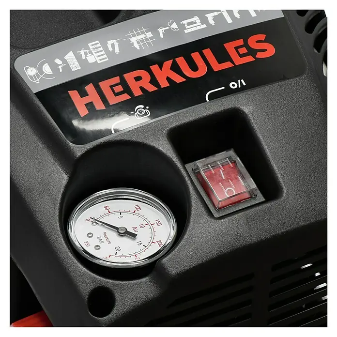 Herkules Compresor 200/10/24 - 1,1 kW, 10 bar, 24 l - Primer plano