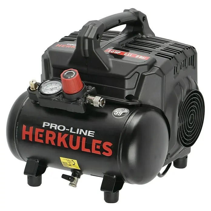 Herkules Pro-Line Flüsterkompressor Siltek+ - 8 bar, 750 W, 6 l - Diagonale Ansicht