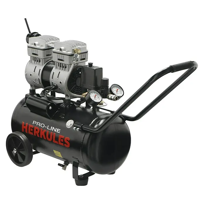 Herkules Pro-Line Flüsterkompressor Siltek 24 - 8 bar, 1 kW, Kesselinhalt: 24 l - Diagonale Ansicht