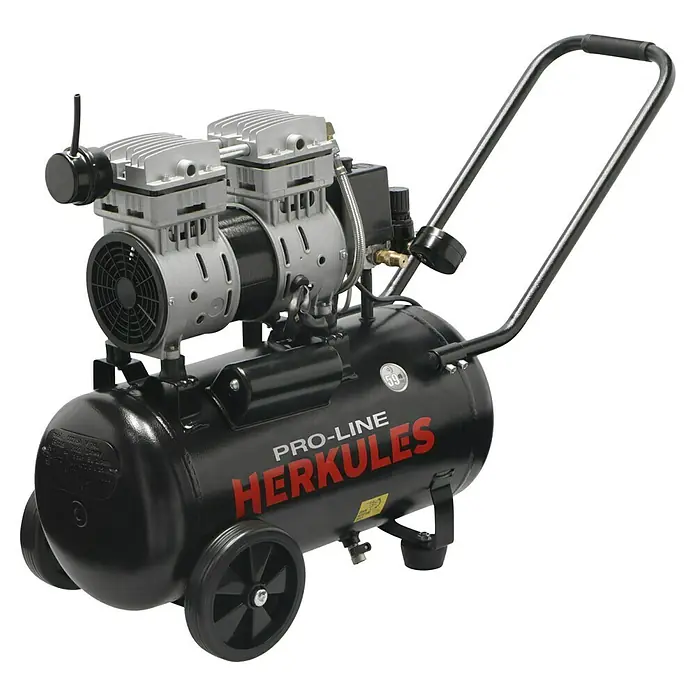 Herkules Pro-Line Flüsterkompressor Siltek 24 - 8 bar, 1 kW, Kesselinhalt: 24 l - Diagonale Ansicht