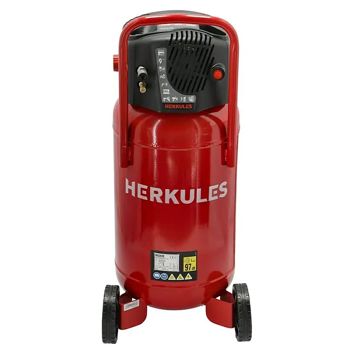Herkules Kompressor-Set Fifty + Kit - Motorleistung: 1,5 kW, Druck: 10 bar, Kesselinhalt: 50 l - Vorderansicht