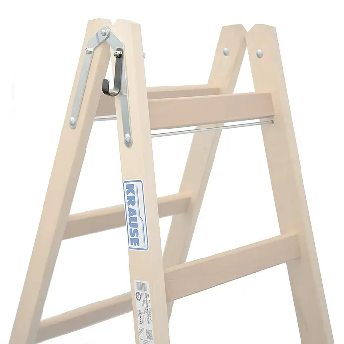 Krause Sprossen-Doppelleiter - Arbeitshöhe: 3 m, 2 x 6 Stufen, Holz - Detailaufnahme