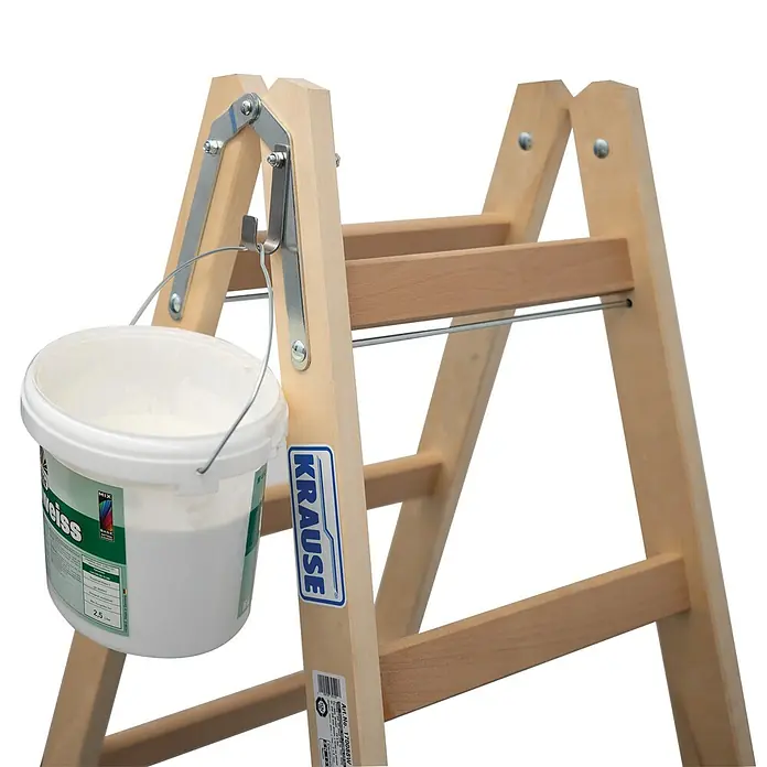 Krause Sprossen-Doppelleiter - Arbeitshöhe: 3 m, 2 x 6 Stufen, Holz - Detailaufnahme