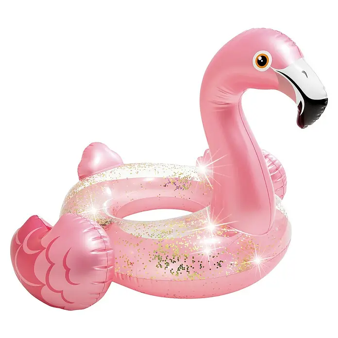 Intex Schwimmring Glitter Flamingo - L x B x H: 99 x 89 x 71 cm, Rosa - Diagonale Ansicht