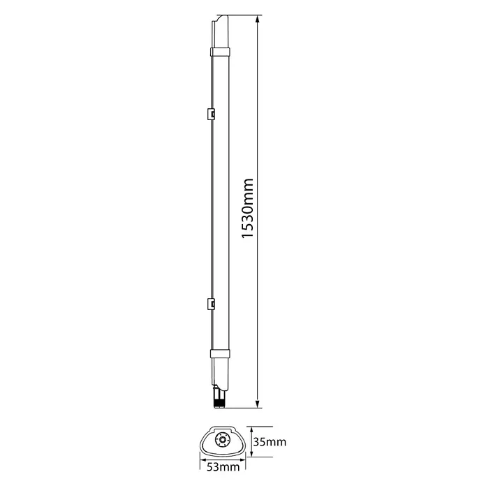 Ritter Leuchten LED-Feuchtraum-Lichtleiste Super Slim - 45 W, Länge: 153 cm, Neutralweiß, IP65 - Skizze