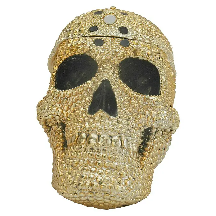 Dekofigur Schmuckschädel - L x H: 18 x 11 cm, Gold - Vorderansicht