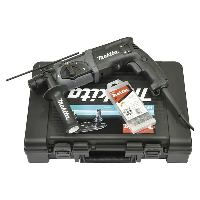 Makita Kombihammer HR2470BX40 - 780 W, Einzelschlagstärke: 2,4 J, Leerlaufdrehzahl: 0 U/min - 1.100 U/min - Diagonale Ansicht