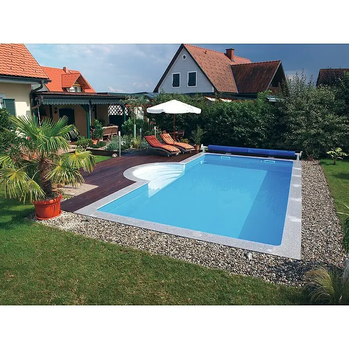 Steinbach Ökopool Highlight de Luxe + - L x B x H: 600 x 300 x 145 cm, 23,5 m³, Blau - Stimmungsaufnahme