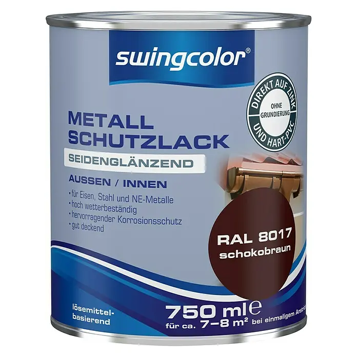 swingcolor Metall-Schutzlack - Schokobraun, 750 ml, Seidenglänzend - Vorderansicht