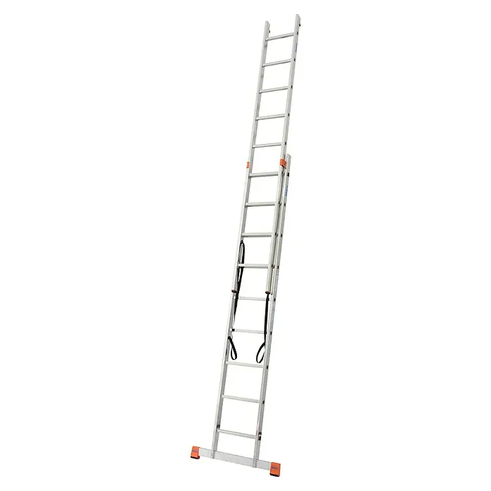 Krause Sprossen-Mehrzweckleiter Dubilo - Arbeitshöhe: 5,25 m, Anzahl Tritte: 2 x 9 Sprossen, Aluminium - Diagonale Ansicht