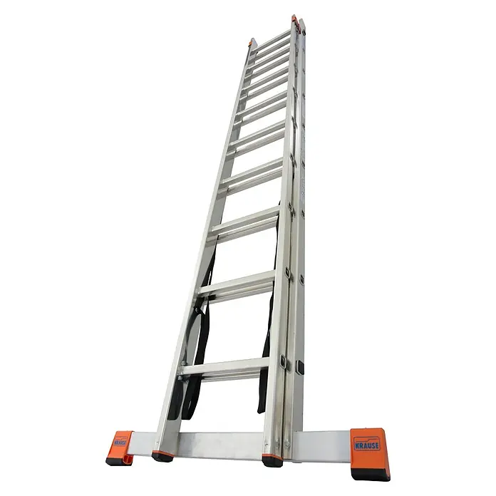 Krause Sprossen-Mehrzweckleiter Dubilo - Arbeitshöhe: 5,25 m, Anzahl Tritte: 2 x 9 Sprossen, Aluminium - Diagonale Ansicht